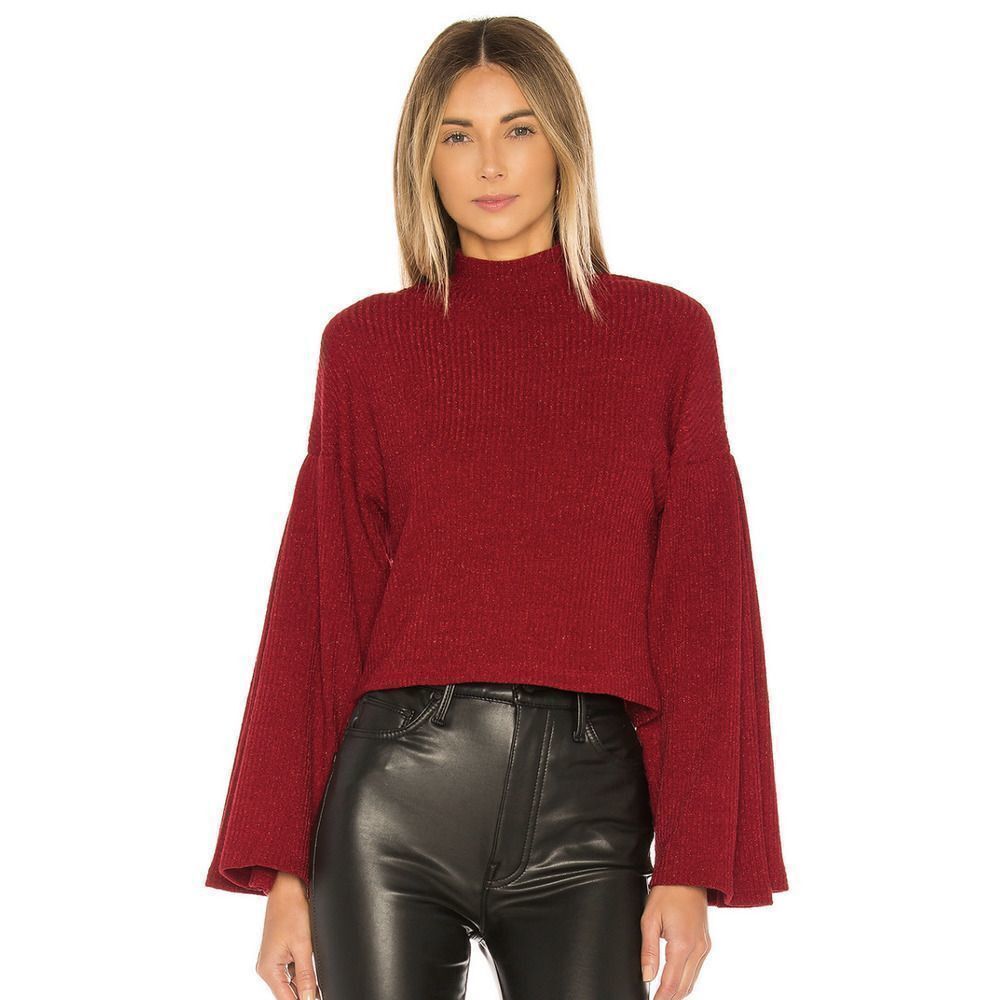 Lovers + Friends Mabel Sweater in Ruby Metallic